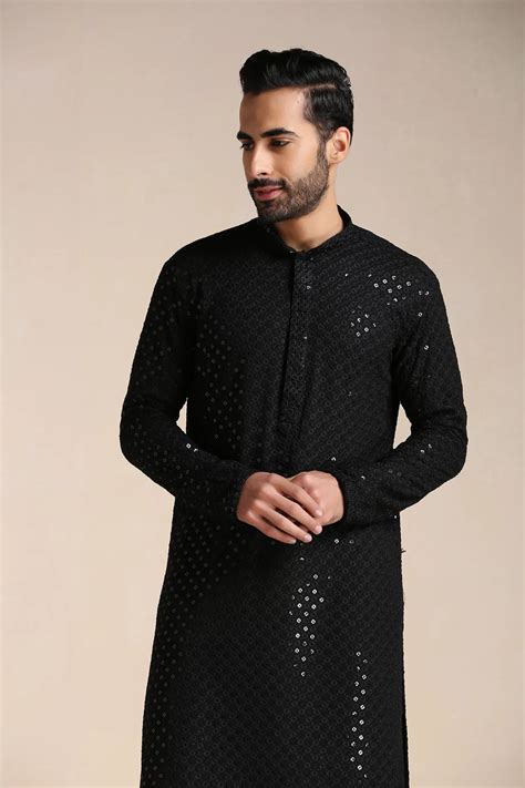 black chikan|Shop Artistic Black Chikankari Kurtas for Glam Look